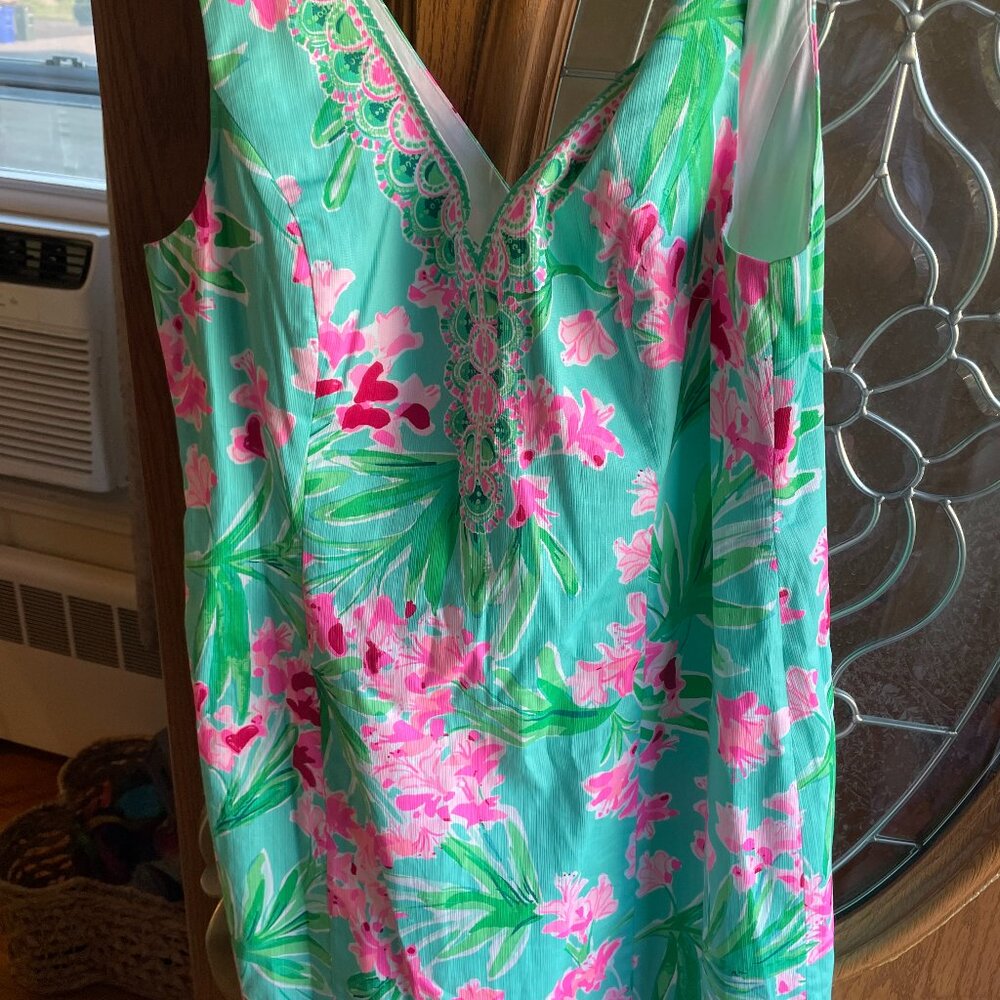 Lilly Pulitzer Veya Aqua Al Fresco Isn't She Lovely Shift Dress Size 14